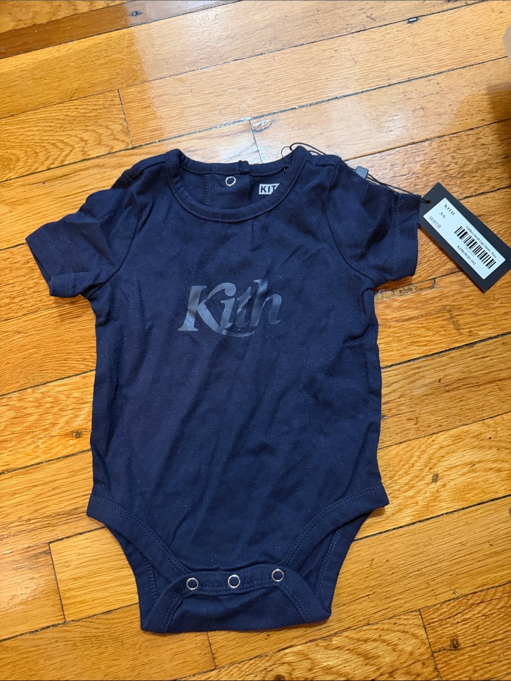 Kith Navy Blue Logo Baby One-Piece Bodysuit